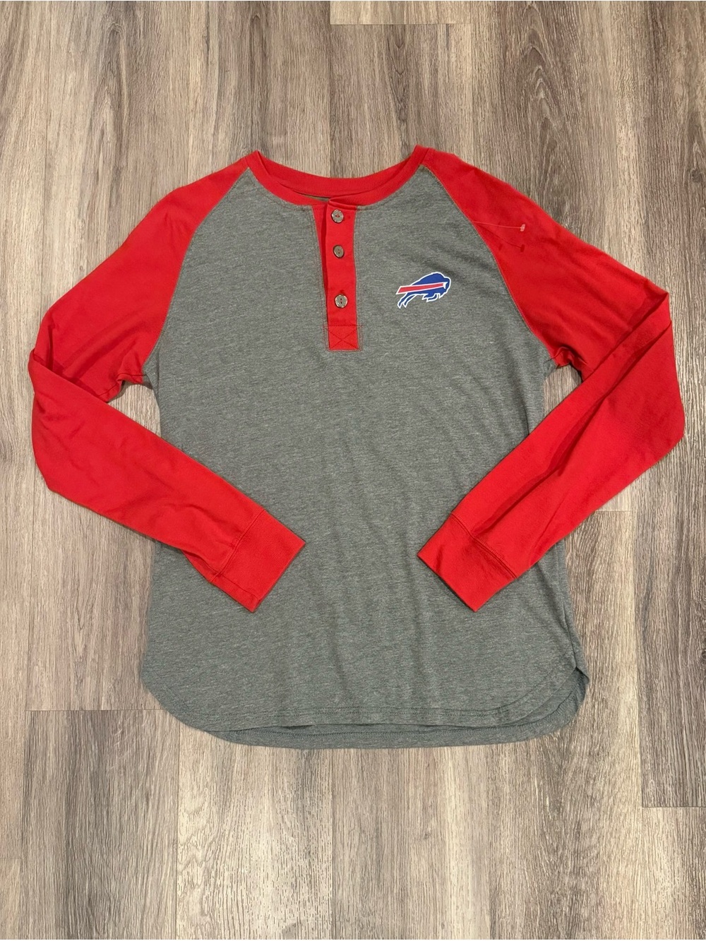 Buffalo Bills NFL Pro Line Grey Henley Long Sleeve Tee